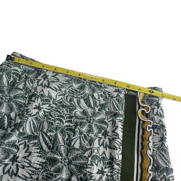 Anna Sui Floral Jacquard Mini Skirt Green A-Line Mod Retro Size 4 - Picture 4 of 6